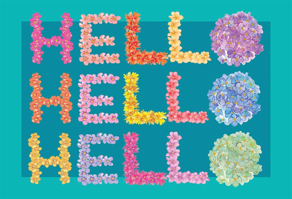 Pictura Hello Flowers blank card featuring a colorful floral design, perfect for everyday greeting or note cards.
